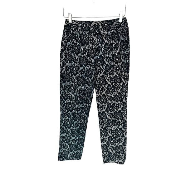 Dolce & Gabbana Gray Black White Floral Lace Print Straight Leg Trousers Size 6 - Picture 7 of 12